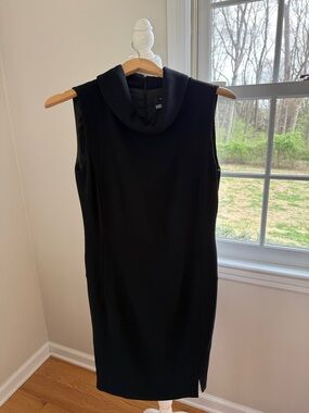BARBARA SCHWARZER BERGDORF GOODMAN #2632241 Black Cowl Zip Neck Dress Sz 10